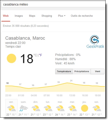 Google : la méteo