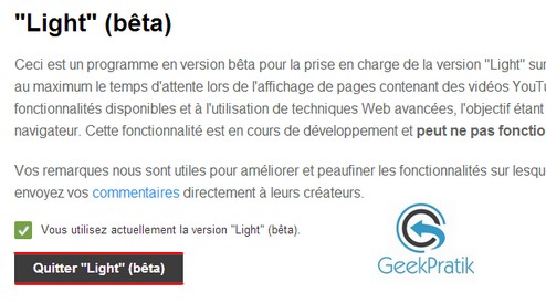 Quitter YouTube Light