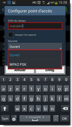 Activer le point d'accès sans fil sur le téléphone