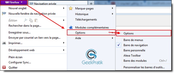 Firefox : Option