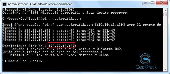 Ping geekpratik.com (exécuté)