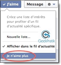 Facebook : Je n'aime plus