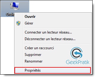 Propriétés Ordinateur