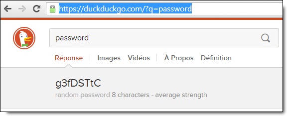 Générer un mot de passe aléatoire avec DuckDuckGo